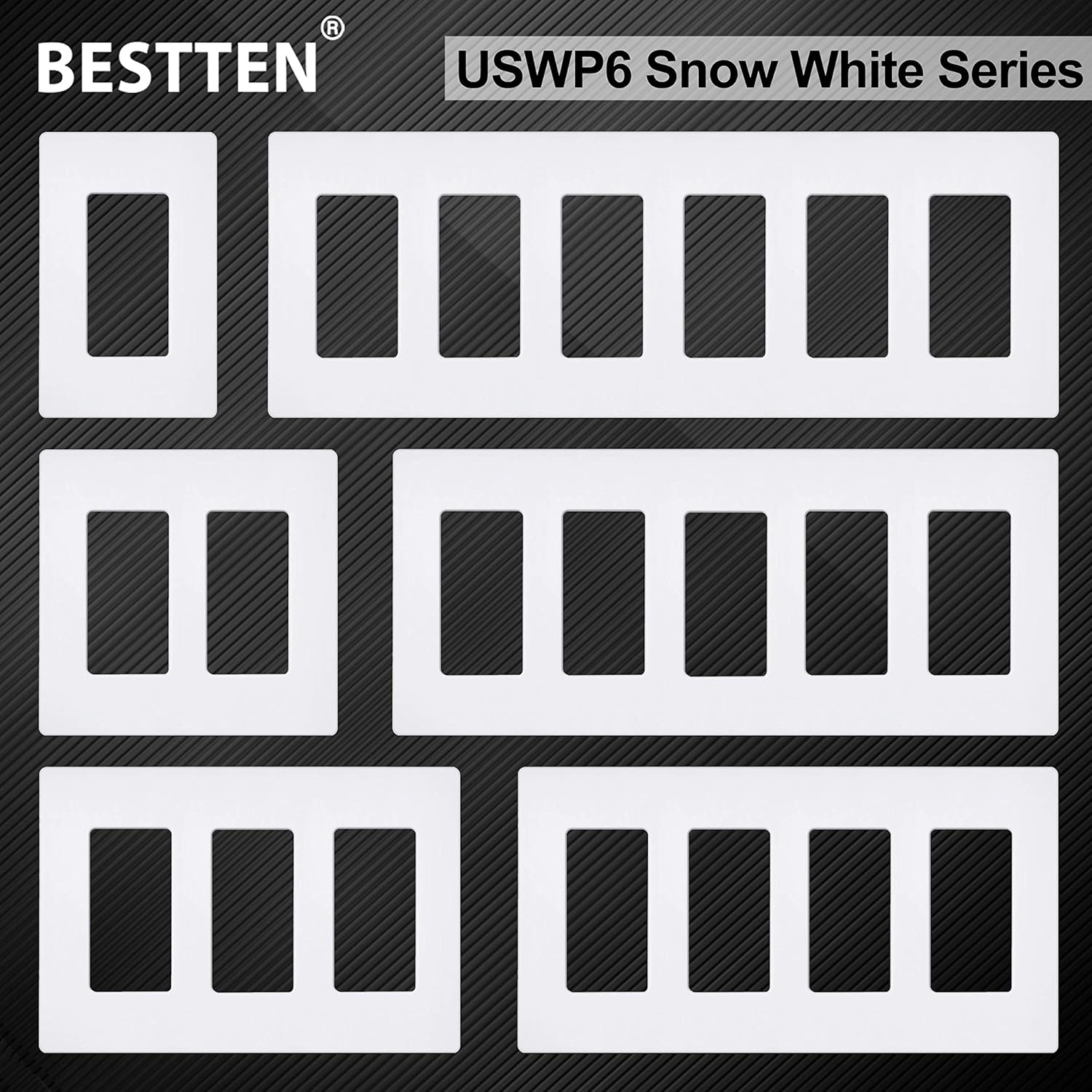 10 Pack of 1-Gang Screwless Wall Plate, USWP6 Gloss Snow White Series, Decorator Outlet Cover, 11.91cm x 7.39cm, Switch Plate Cover for Light Switch, Dimmer — image 6