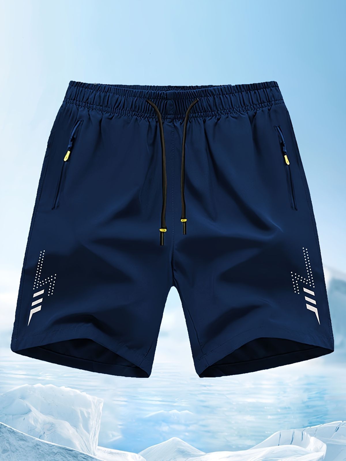 Men'S Athletic Shorts Gym Shorts Running Shorts Side Pocket Shorts Zippered - Cyan - Size L