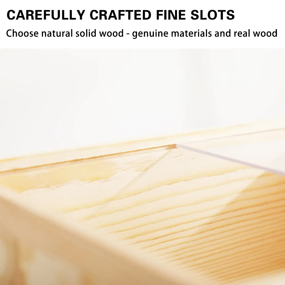 Solid Wood Storage Box with Acrylic Sliding Lid Pull Out Gift Packaging Case - 20x20x10cm — image 6