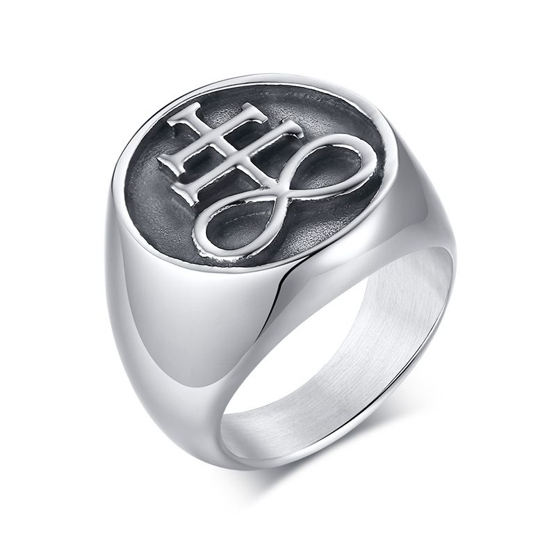 Ring Satanic Ring Pentagram Pentacle Ring Stainless Steel Occult Goth Gothic Luciferian Satainism for Men Gift Seal
