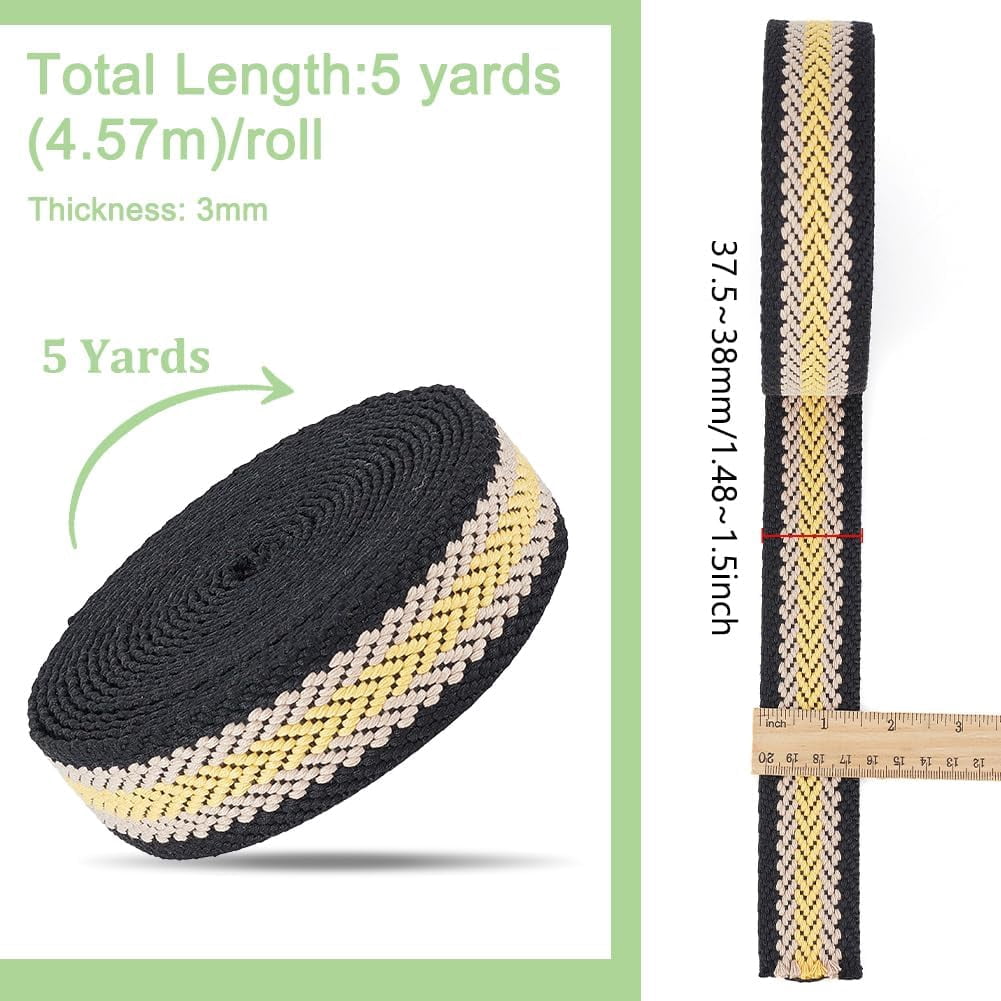 5 Yards Polycotton Jacquard Arrow Ribbon Clothes Accessories Olive 1-1/2 inch(38mm) — image 2