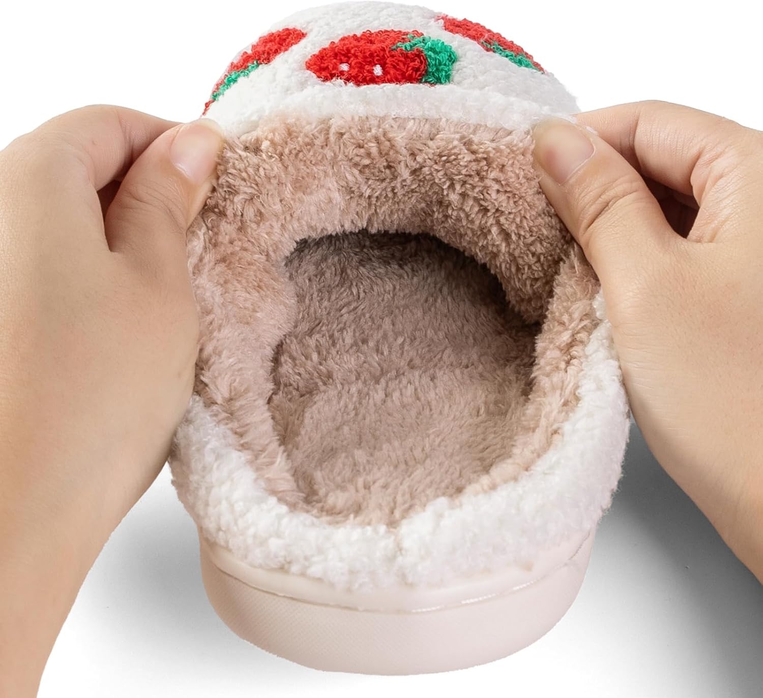 Women Slippers Cute Pattern Strawberry Slippers Warm Soft Bedroom Shoes Fuzzy Closed Toe Sandals Non Slip House Bedroom Slippers โ image 3