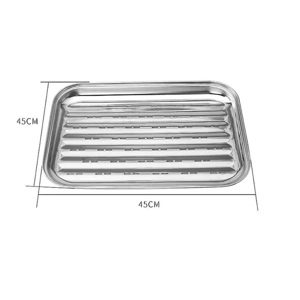 2 Pack Stainless Steel BBQ Grill Baskets, Perforated Grilling Trays for Vegetables and Meat on Charcoal, Gas and Electric Grills — image 5