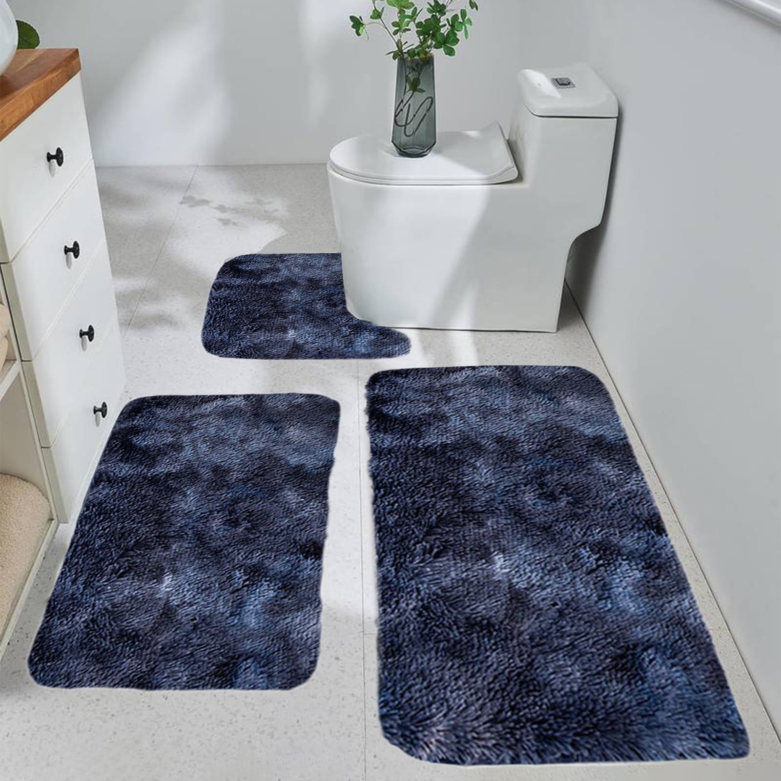 5Pc Bath Mats for Bathroom, Quick-Dry Bathroom Rugs Sets Washable Non-Slip Bath Mat Ultra Soft Absorbent with U-Shaped Toilet for Bathroom, Tub, Shower,Dark — image 2
