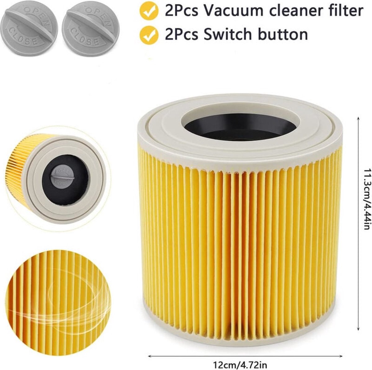 2 Filters Suitable For KäRcher WD3 WD2 WD1 And A Series - Cartridge Filter - Suitable For KäRcher Accessories - For People With Allergies To Fine Dust / Odors — image 3
