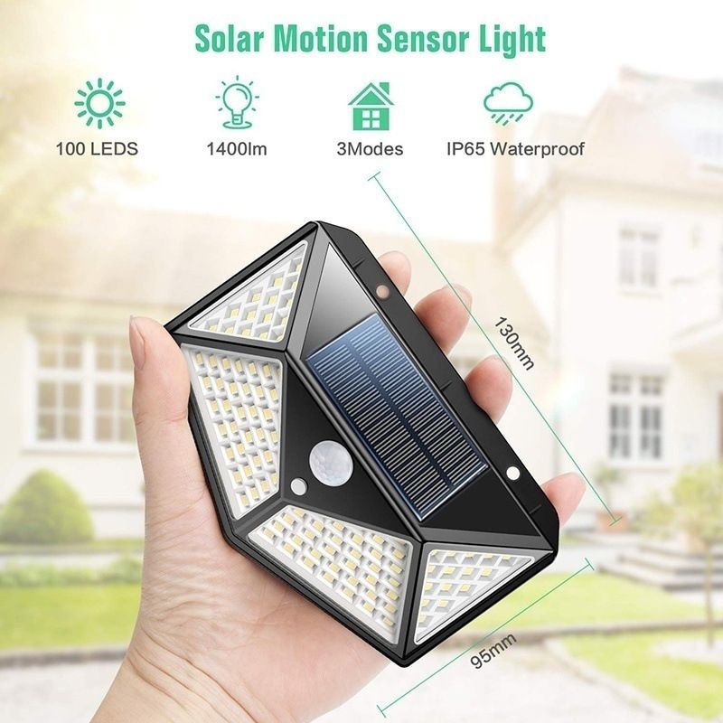 Solar Lights Outdoor 100 LED Solar Security Lights Wireless IP65 Waterproof Motion Sensor Lights Wall Lights Outdoor Lights — image 3