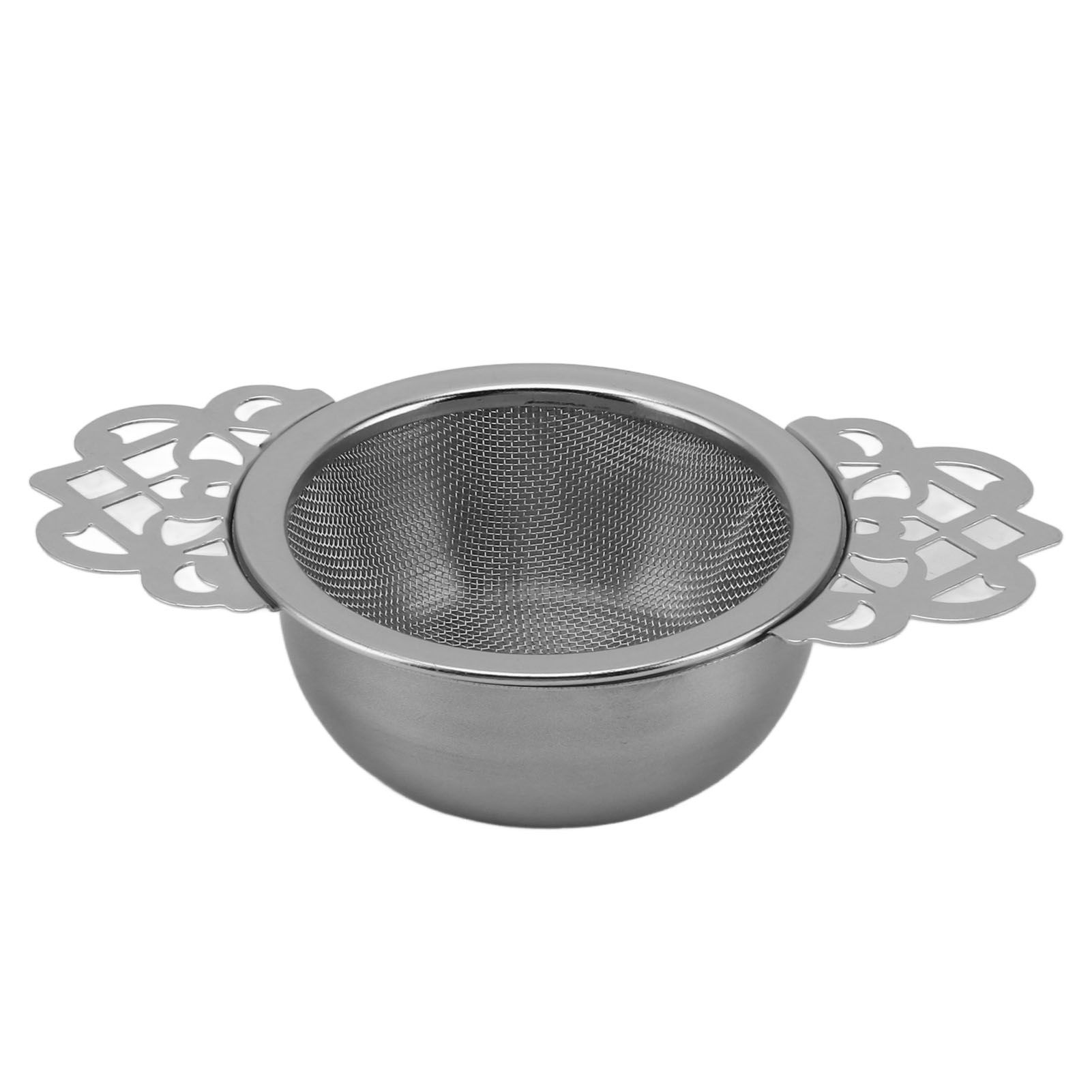 Stainless Steel Tea Strainers with Drip Bowl Double Handles Reusable Fine Mesh Tea Filters for Loose Leaf Herbal Kitchen Silver โ image 2