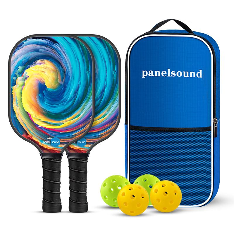 PS Series Colorful Textured Fiberglass Pickleball Paddles Set with 2 Rackets, 4 Balls and Portable Carry Bag for Indoor and Outdoor Use, PS-002