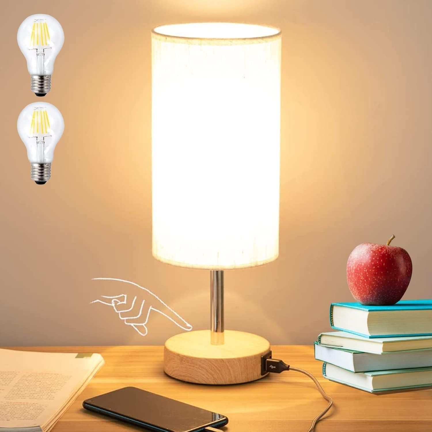 Bedside Table Lamp for Bedroom Minimalist Nightstand Lamp with Square Fabric Shade Reading Desk Lamp Night Lamp β image 5