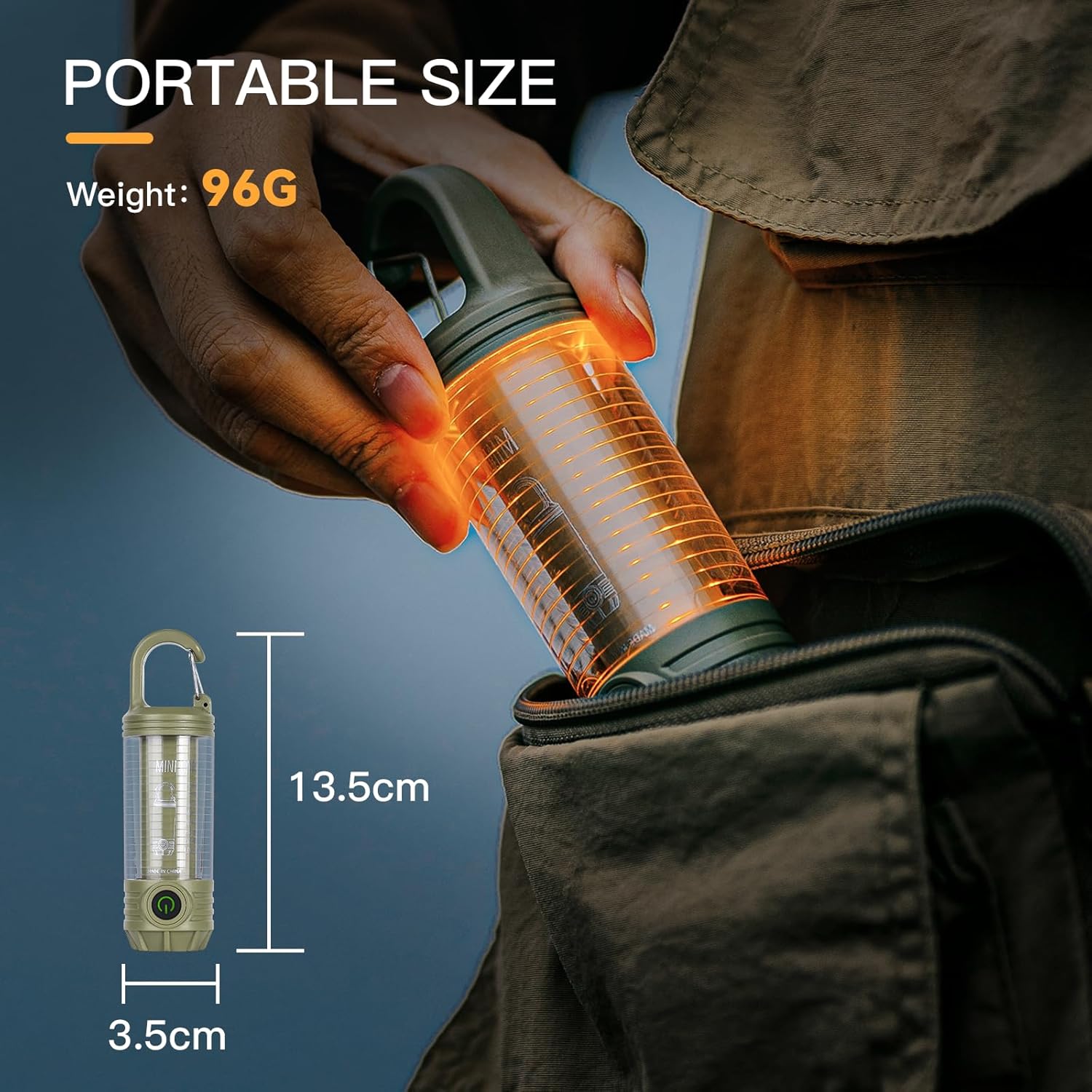 Rechargeable LED Camping Lantern Flashlight: 6 Modes, USB-C, Portable for Hiking, Emergency, Night Walking & Outdoor Adventures(green) — image 6