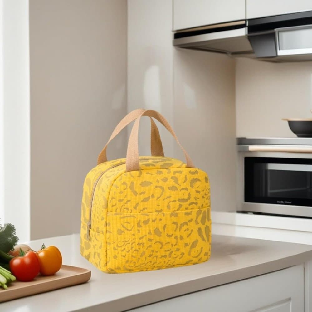 Insulated Lunch Bag Reusable Portable Small Cooler for Food, Office Gym Beach Travel, Yellow — image 2