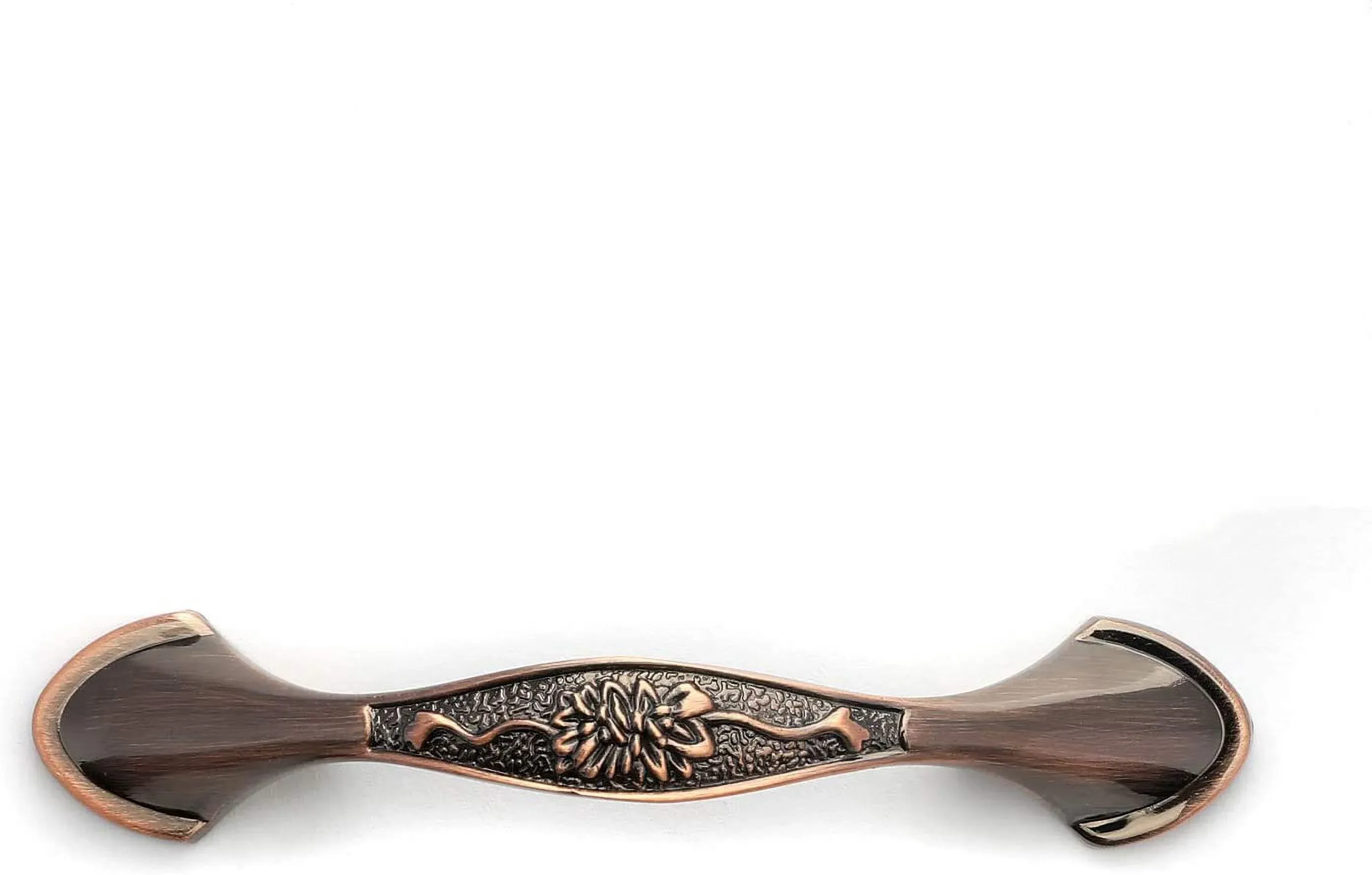 3 Pack Floral Cabinet Pull Handles, Solid Zinc Alloy Hardware, 5.04 In Hole Distance, Red Bronze — image 3