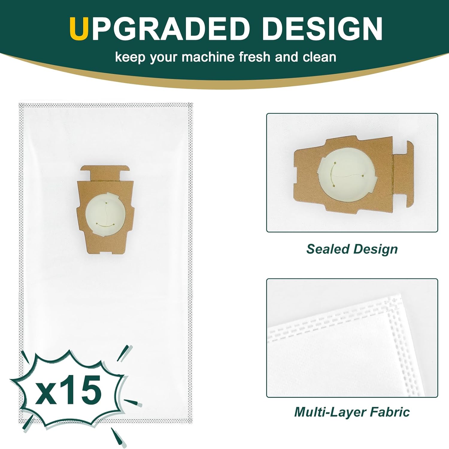 15 Pack Vacuum Cleaner Dust Bag Replacement for Kirby Part 205811 204814 204811 Compatible with Kirby All Generation & Sentria Vacuum Models by — image 4