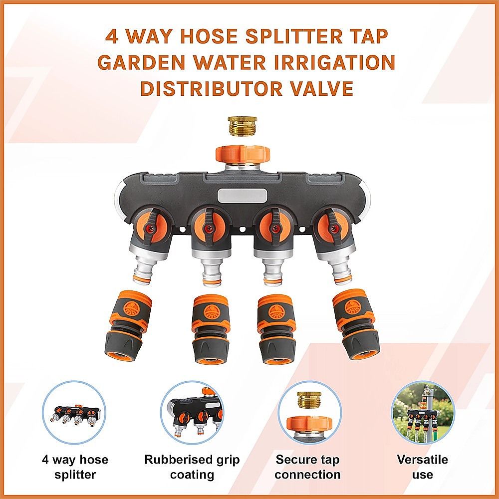4 Way Hose Splitter Tap Garden Water Irrigation Distributor Valve โ image 3