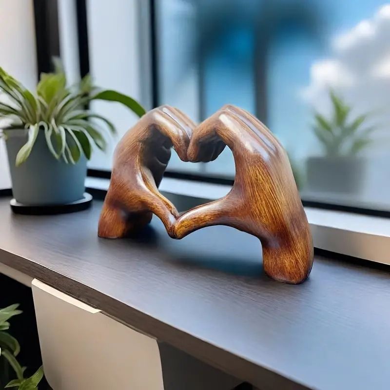 Heart Hands, Heart Hands Statue, Aesthetic Modern Love Statue, Heart Hands Ornament, Boho Home Decor Resin Accessories for Bedroom Living Room Bookshelf Table โ image 3