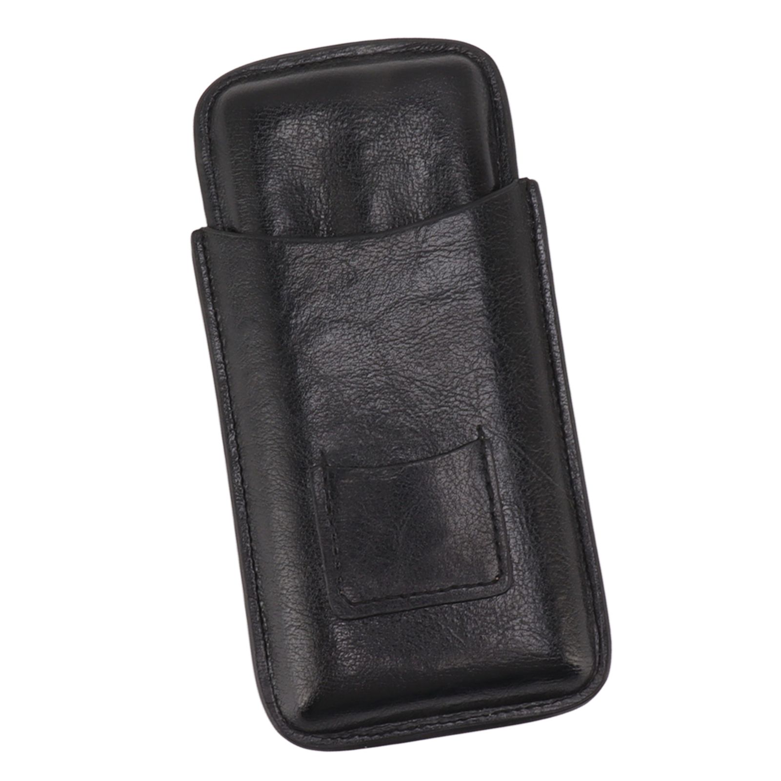 Leather Cigar Case Portable 3 Finger Cigar Humidor Carrying Case with Cutter Pocket for Cigar Lovers Black โ image 2