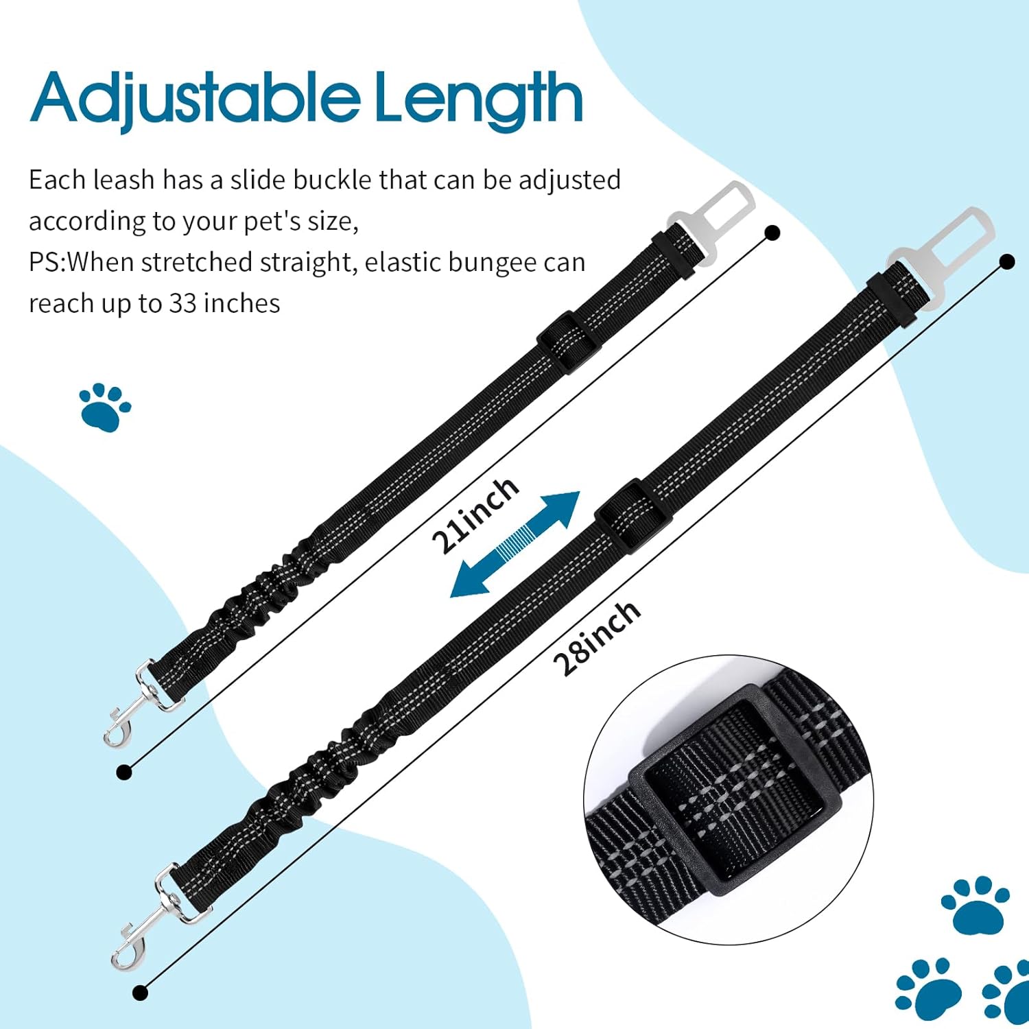 Dog Seat Belt for Car, Adjustable Dog Seatbelts for Vehicle, Nylon Pet Safety Seat Belts for Travel — image 4