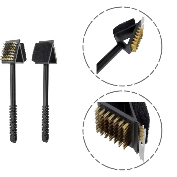 2 Pack Grill Brush and Scraper Set, Lightweight Double Sided 3-in-1 Plastic BBQ Cleaning Brush for Gas and Charcoal Grills — image 2