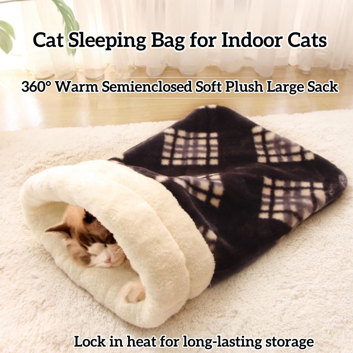 Cat Bed Cave Sleeping Bag, Pet Mat Warming Pad Sack for Cats and Small Dog,Burrowing Cozy Soft Comfortable Bed(for Small and Medium Cats) — image 2