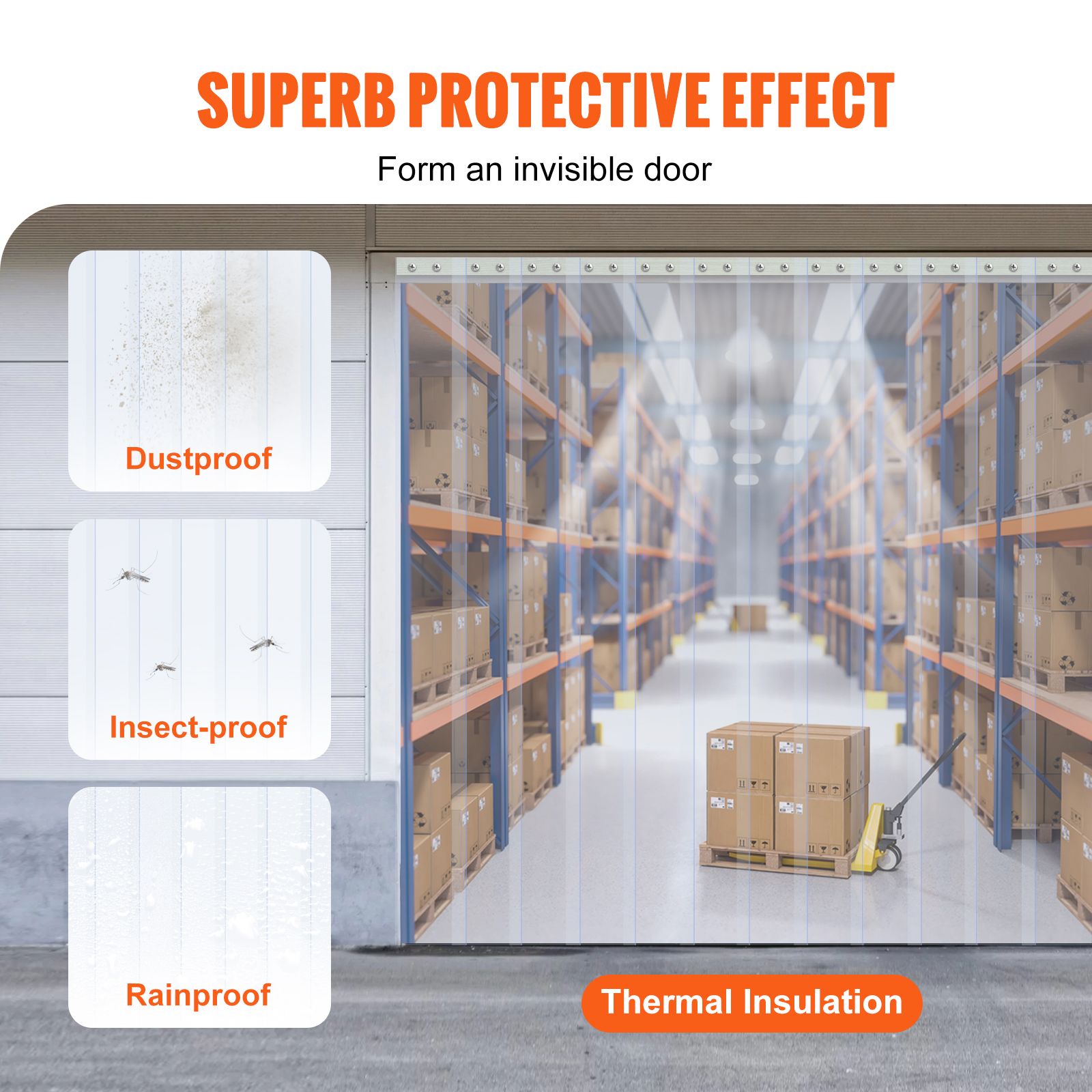 Strip Curtain, 3048 cm L x 30.5 cm W x 3 mm Thickness, Clear PVC Smooth Curtain Strip Door Bulk Roll, Plastic Door Strips for Doorway of Supermarket, Garage — image 3
