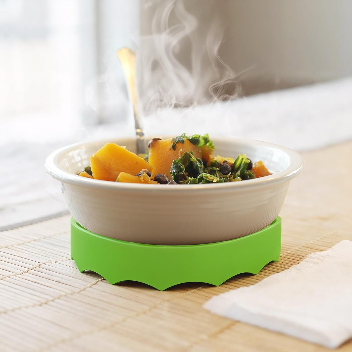 Silicone Roasting Rack, Silicone Cooker Rack Kitchen Cooking Accessories for Baking Cooking Steaming Cooling (Green) — image 6