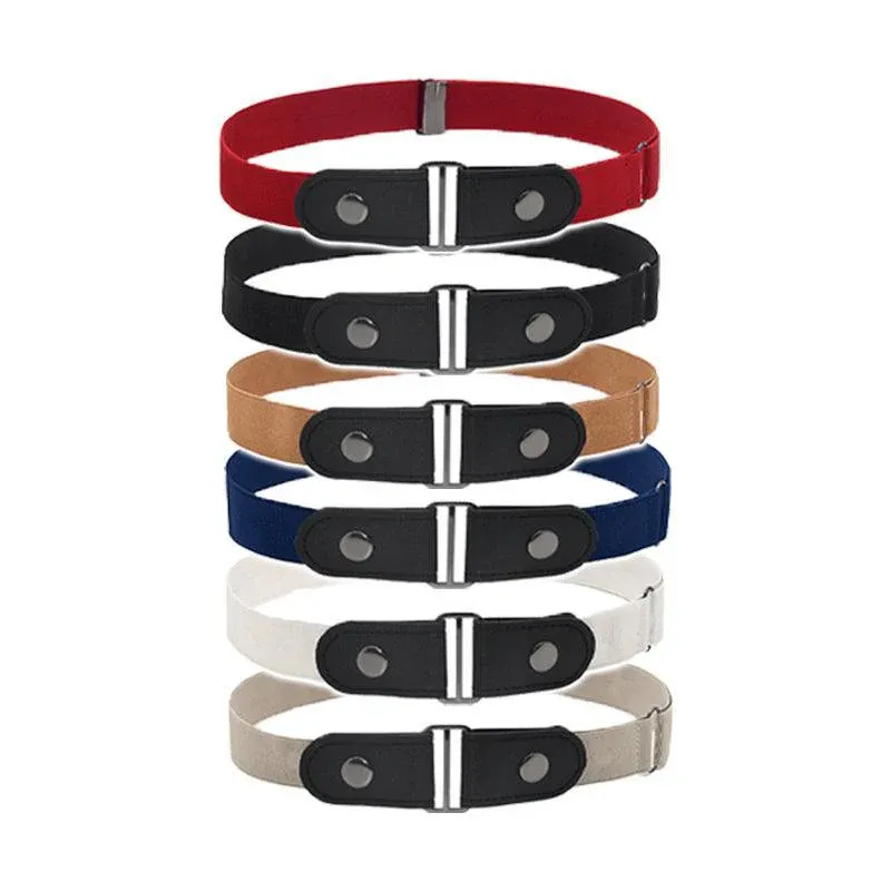 Buckle-Free Elastic Invisible Comfortable Womens No Bulge Hassle Belt For Jeans - Red — image 3