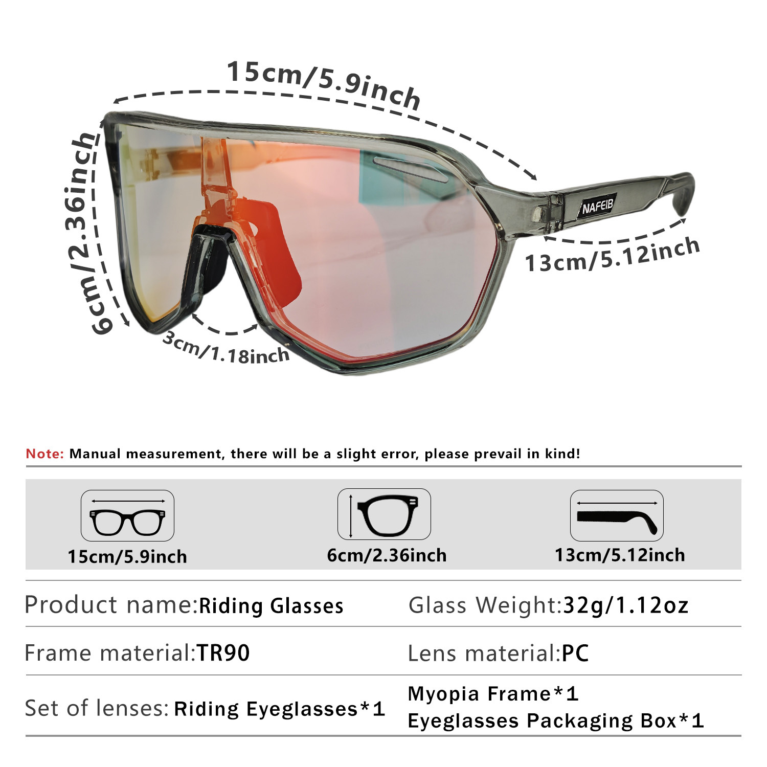 Grey frame and photochromic Grey lenses Photochromic Cycling Sunglasses - Lightweight TR90 Frame, HD Vision for Road Biking & Running — image 4