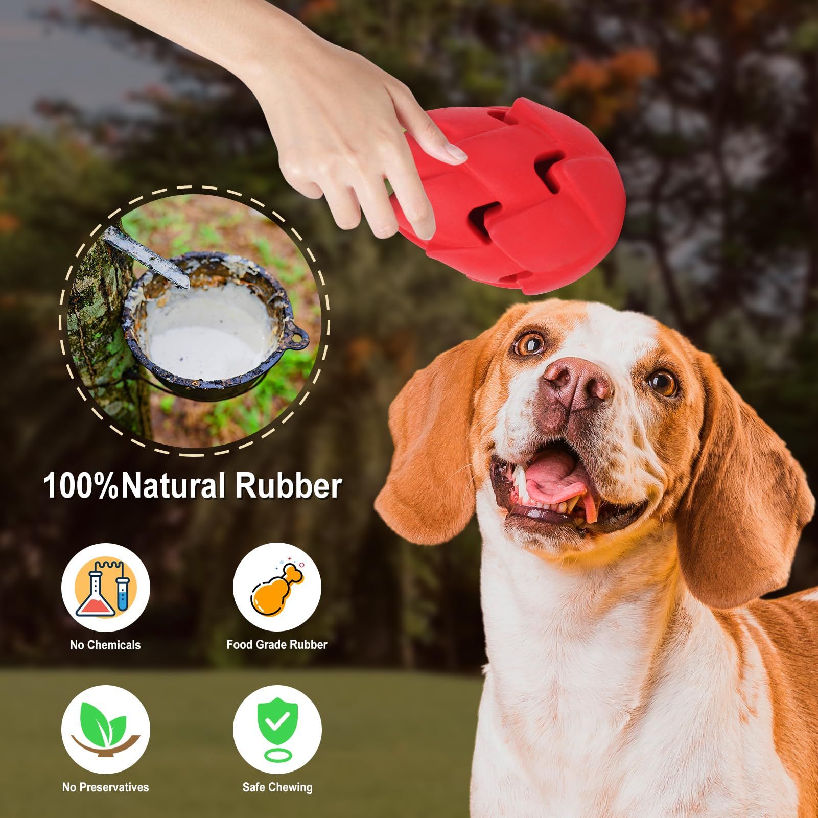 Dog Chew Toys for Aggressive Chewers, Indestructible Tough Durable Interactive Treat Dispenser Dog Toys, Puppy Teething Toys Red β image 5