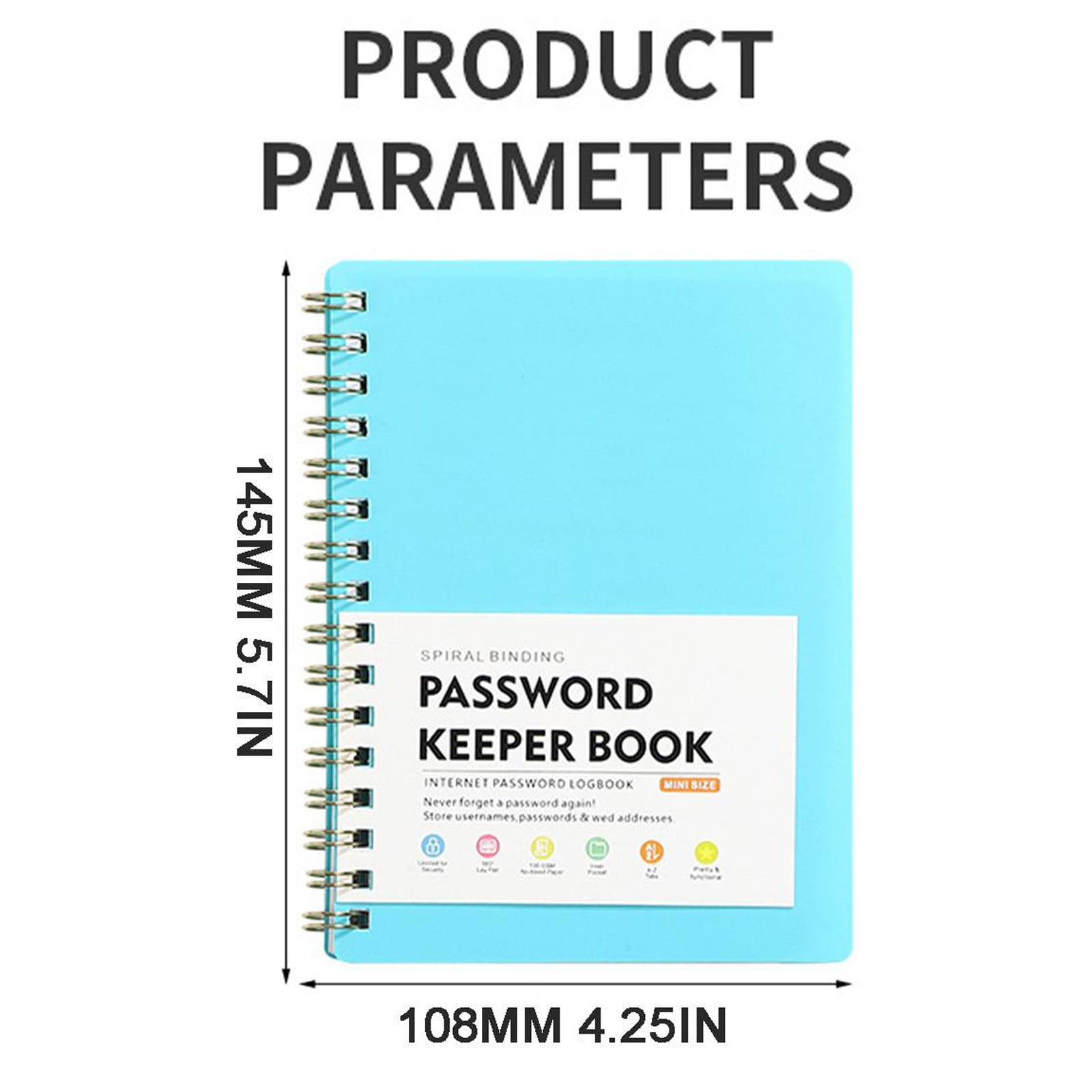 Spiral Password Book with Alphabetical Tabs,Plastic Password Book,Password Book Password Book with Personal Alphabet Label Internet Address and Password — image 2