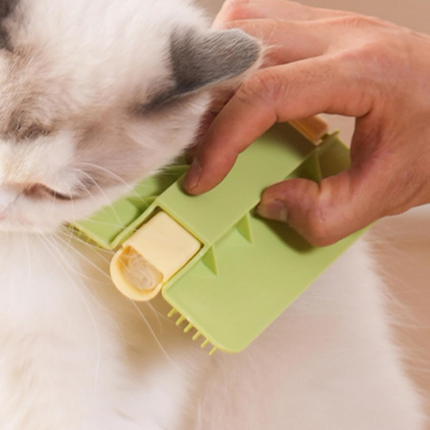 Cat Corner Brush Self-Adhesive - 1 Piece Green - Cat Massage Grooming Tool Wall Mounted Corner Hair Remover for Pet Fur Care — image 3