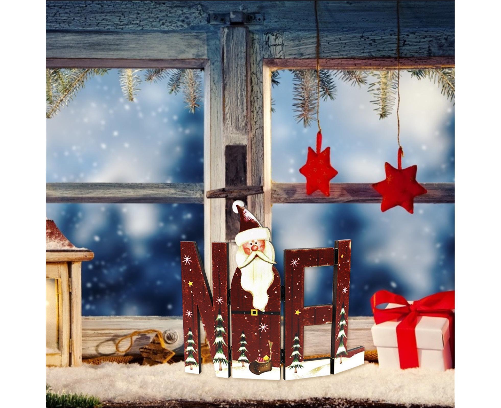 Foldable Eye-catching Christmas Ornament Wood Creative Cute Xmas Ornament for Decoration-Red — image 3