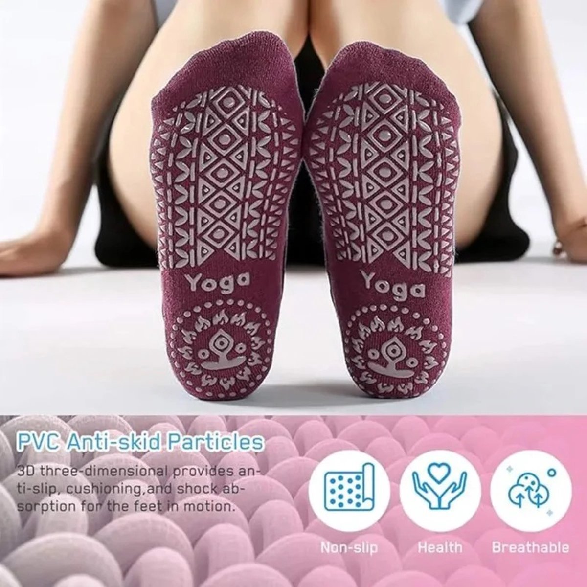 Closed Toe Yoga Socks | With Anti-Slip Bottom | Anti-Slip Socks | Pilates Socks | Size 36-40 | Black — image 4