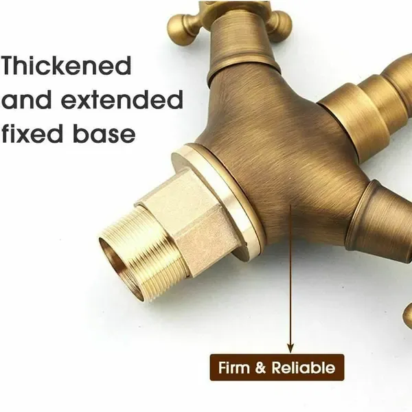 360 Degree Rotation Rotatable Faucet Double Brass Basin Faucet Brushed Kitchen Sink Soft Close Vintage Tap for Hot and Cold, Antique Copper Finish — image 3