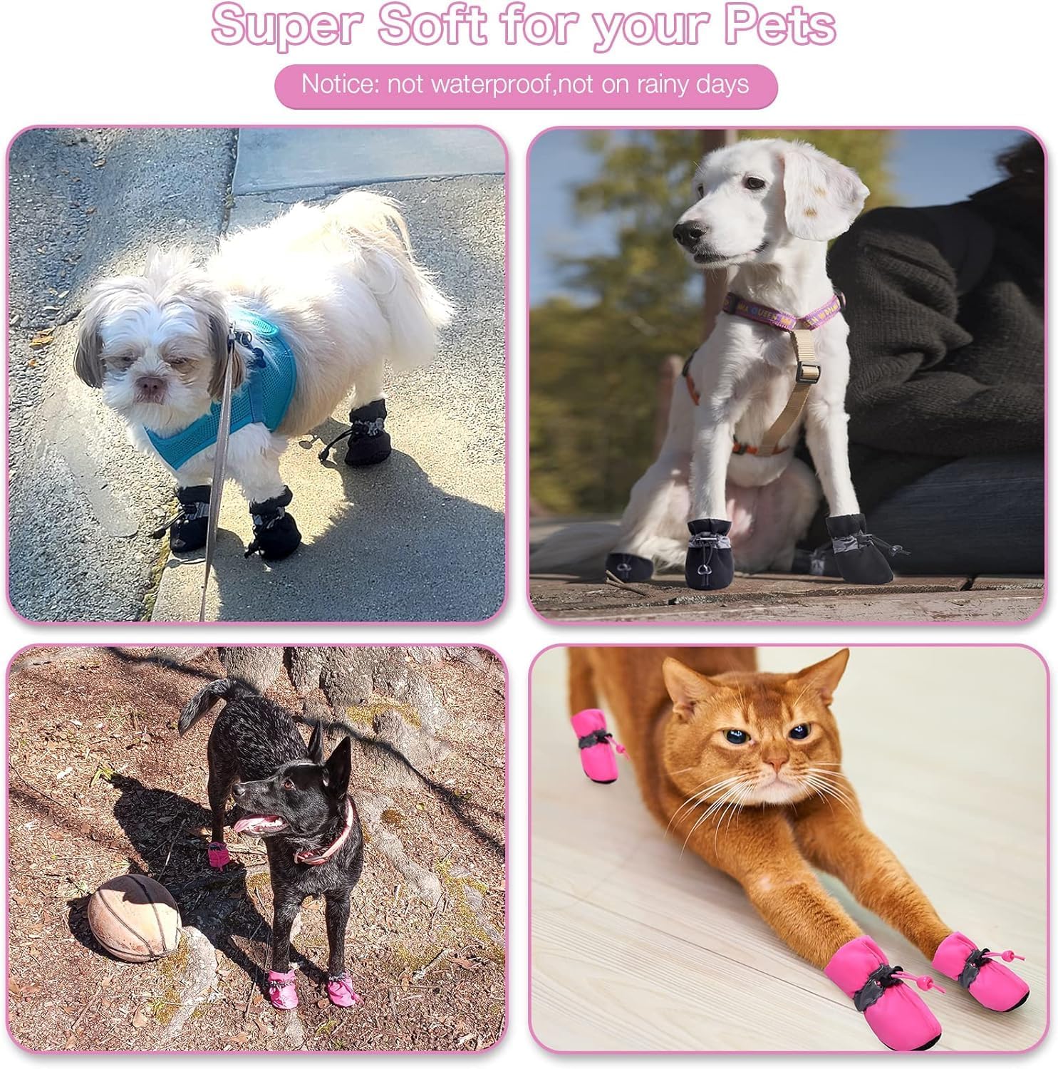 Anti-Slip Sole Dog Boots Paw Protector Dog Booties with Reflective Straps,4Pcs Dog Boots Anti-Slip Paw Protectors,Non-Slip Small Dog Boots,Anti Slip Paw — image 6