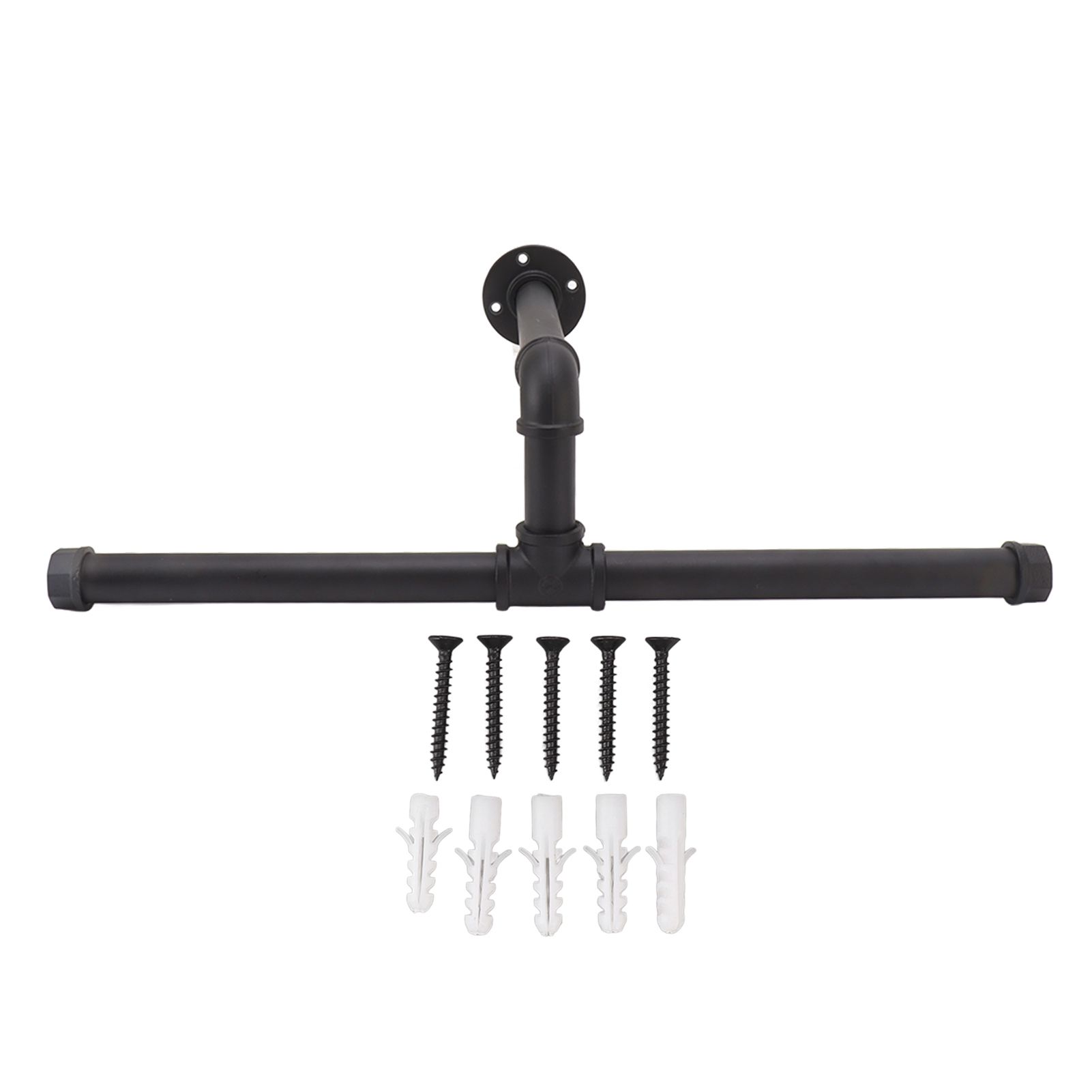 Wall Mount Clothes Rack Floating Iron Pipe Coat Hat Rack Multifunctional Clothing Hanger Black — image 3