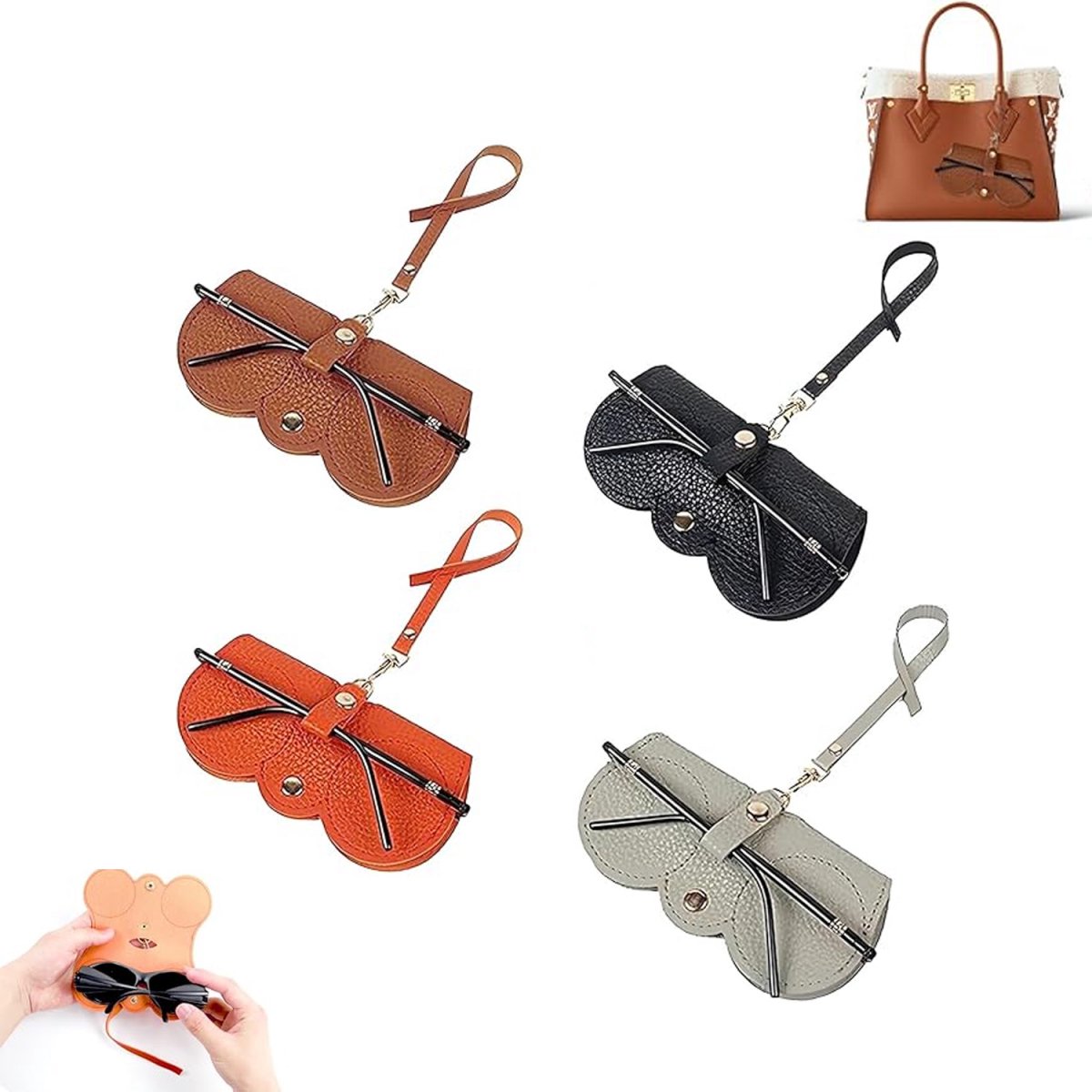 pieces - leather sunglasses bag - soft leather glasses case - portable glasses case - fashionable glasses case - ultra-thin anti-scratch case - travel glasses