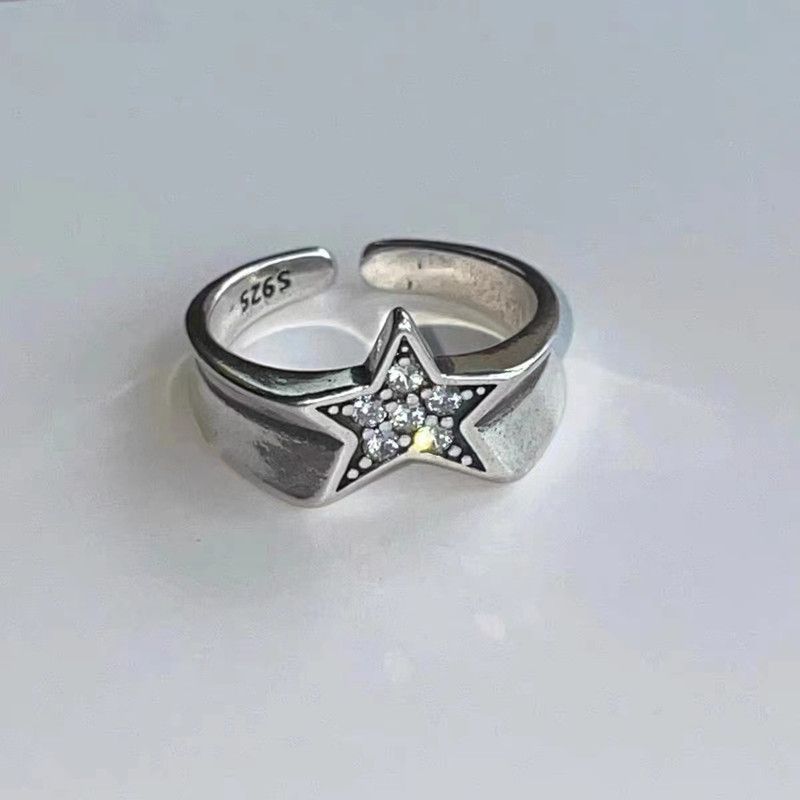 Fashion Pentagram Geometric Star Ring For Women Adjustable Finger Ring Jewelry Vintage Irregular Aesthetics Y2k Accessories — image 2