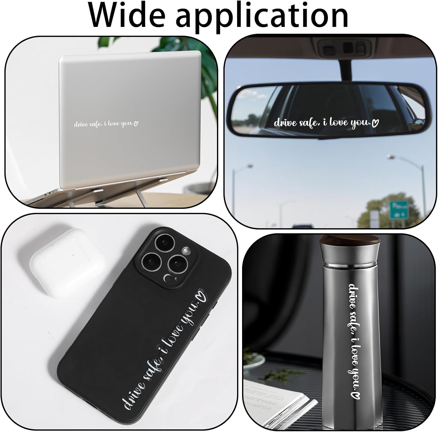 5 Pcs Drive Safe I Love You Sticker, White I Love You Drive Safe Mirror Stickers for Rearview Mirror & Windshield, Reusable Funny Car Decals for Couples & — image 3
