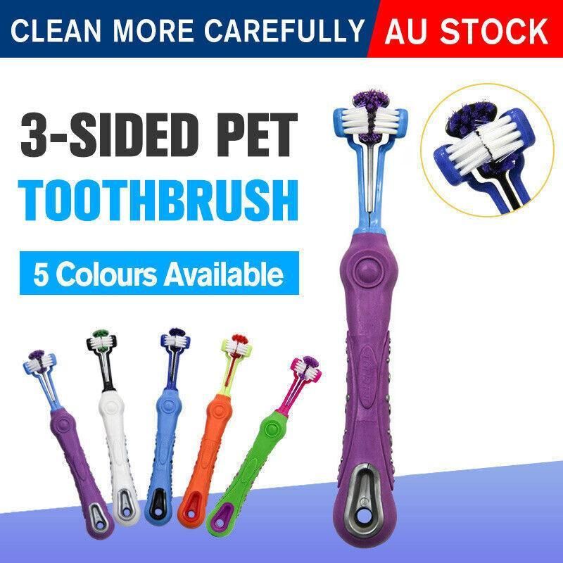 3-Sided Pet Toothbrush Dog Removing Bad Tartar Breath Dental Cleaning Mouth - Purple — image 2