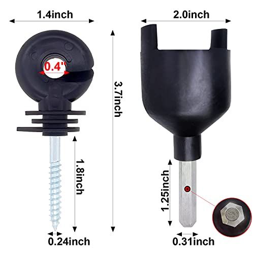 100 Pcs Black Electric Fence Insulator Screw-in Insulator Fence Ring Post Wood Post Insulator and 1 Pc Free Insulator Socket Tool — image 2