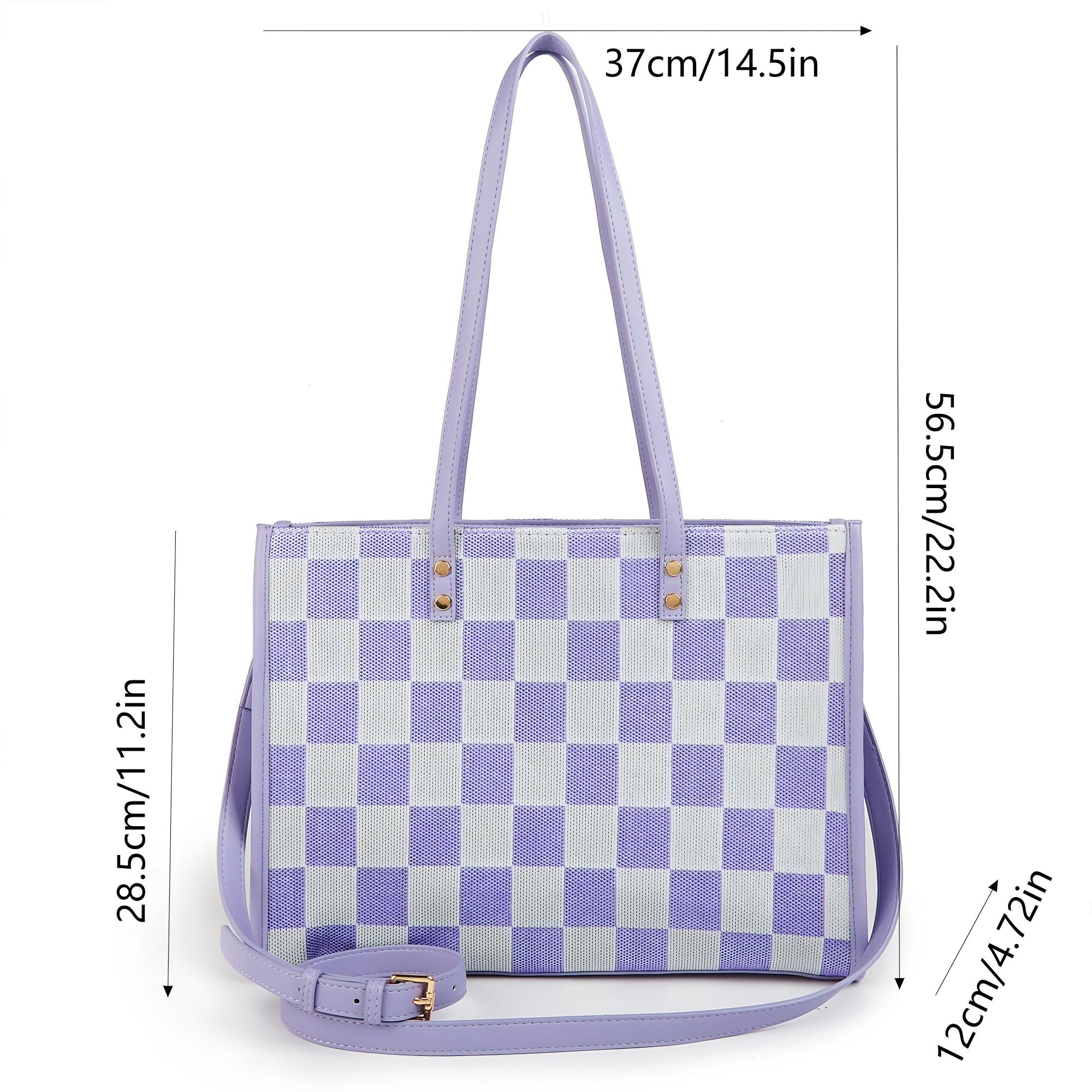 "Taro Mud Chessboard" light purple tote bag | two-in-one handbag and cross-body bag, can hold a computer + documents + girly heart, gentle to the point of — image 2