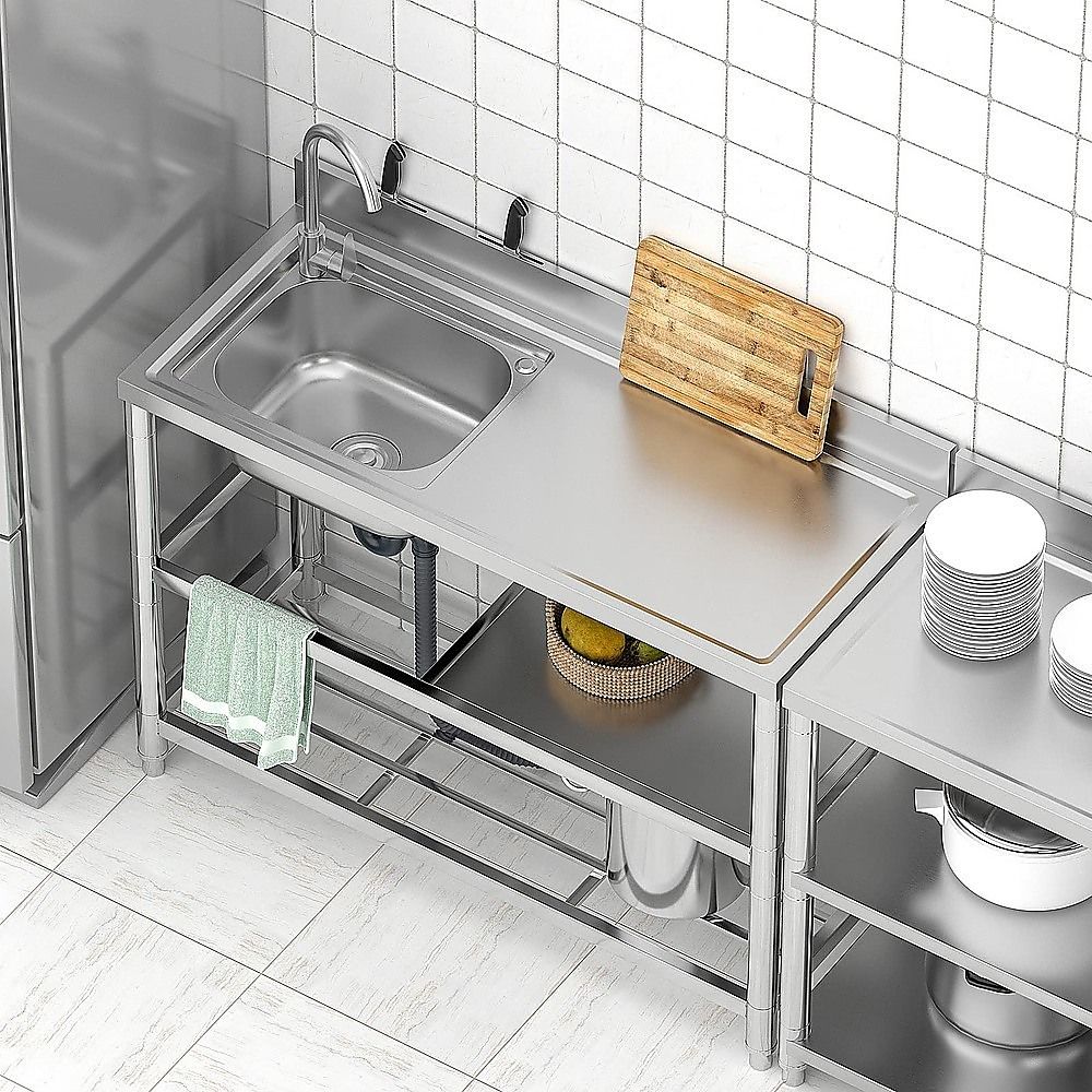 Freestanding Stainless Steel Kitchen Sink 120 × 50 × 79cm – Commercial Utility Wash Basin — image 3
