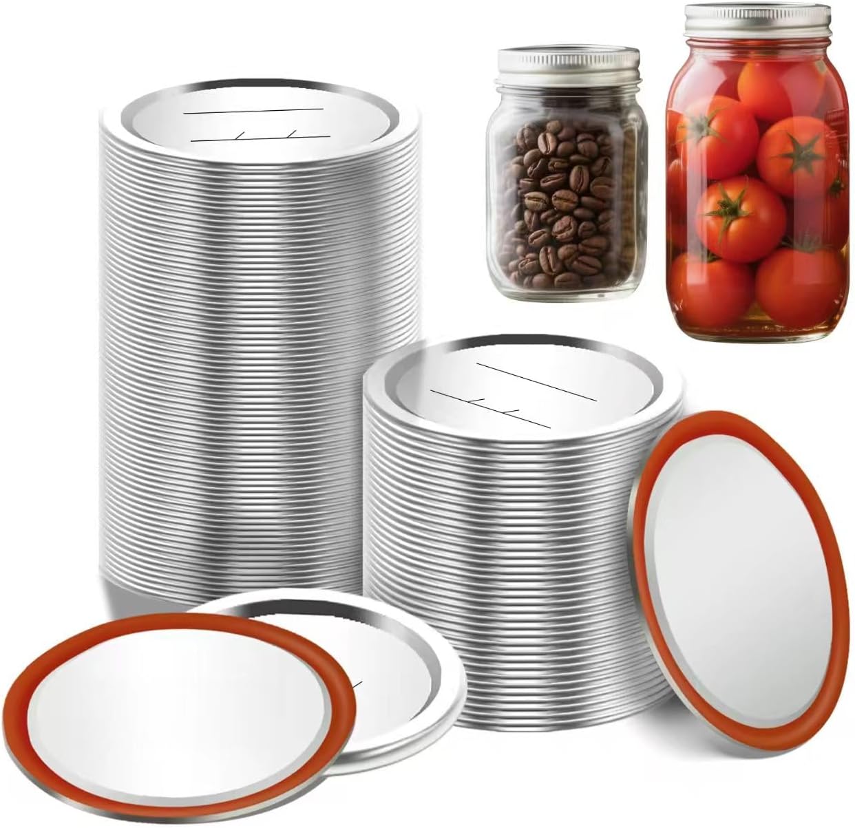 100pcs Mason Jar Lids for Wide and Regular Mouth Jars - Canning Lids Regular Mouth, Compatible With Electric Vacuum Sealers (70mm)