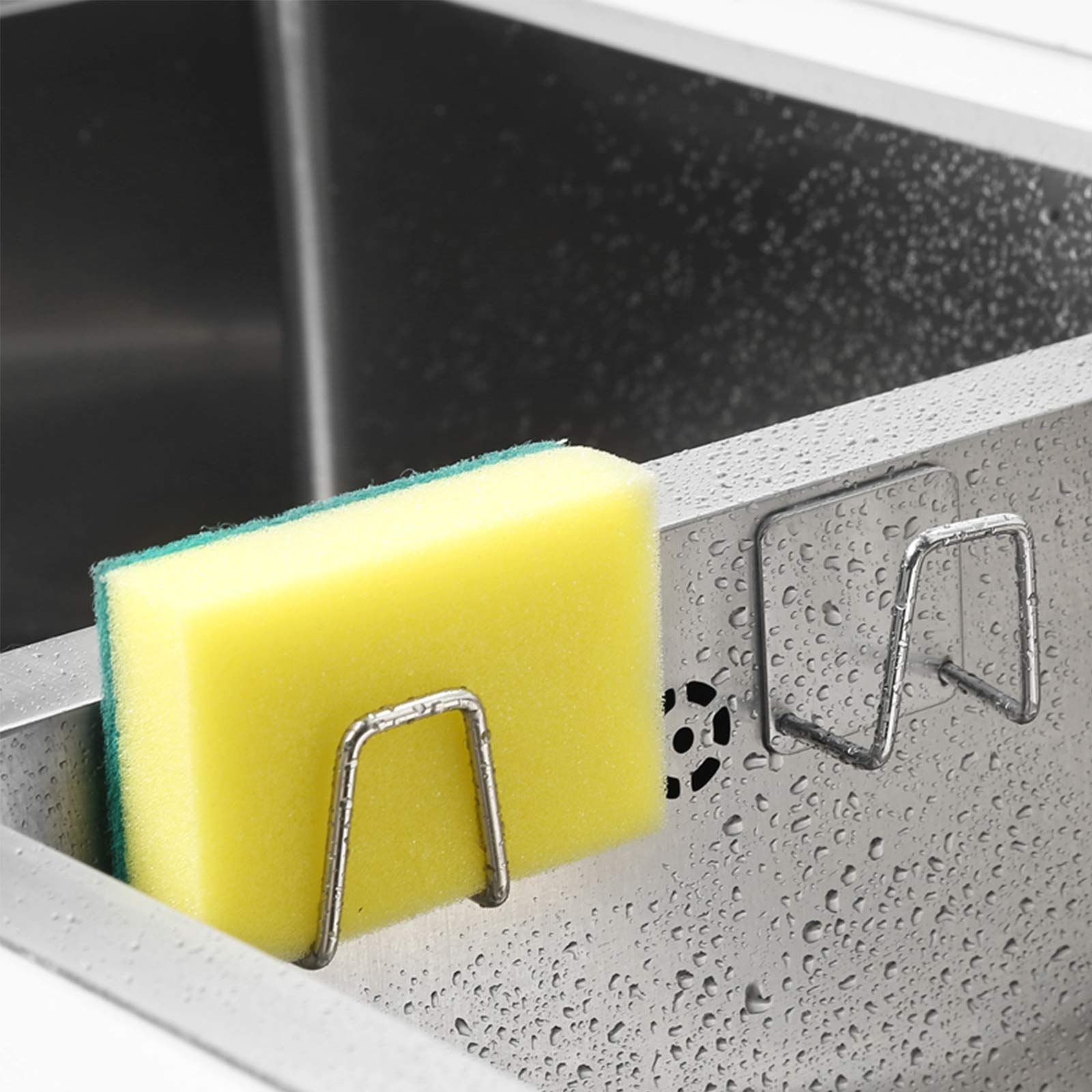 Adhesive Sponge Holder for Kitchen Sink, Stainless Steel Scrubber Hanger Caddy Accessories Storage Rack Stand — image 3