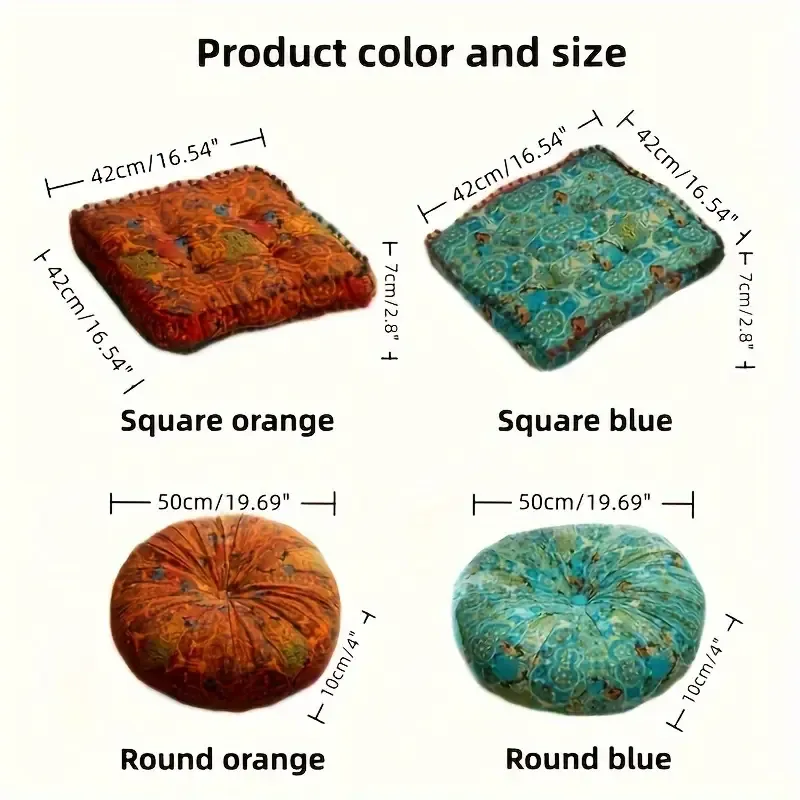 Bohemian Thick Cushion: Ethnic print with tassel trim, 100% polyester soft and resilient, easy hand-wa β image 3