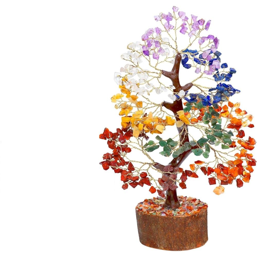 7 Chakra tree of life Crystal Healing Money Tree for Home Living Decor, Office Desk Decor | Handmade Feng Shui Bonsai for Positive Energy, Wealth & Good Luck