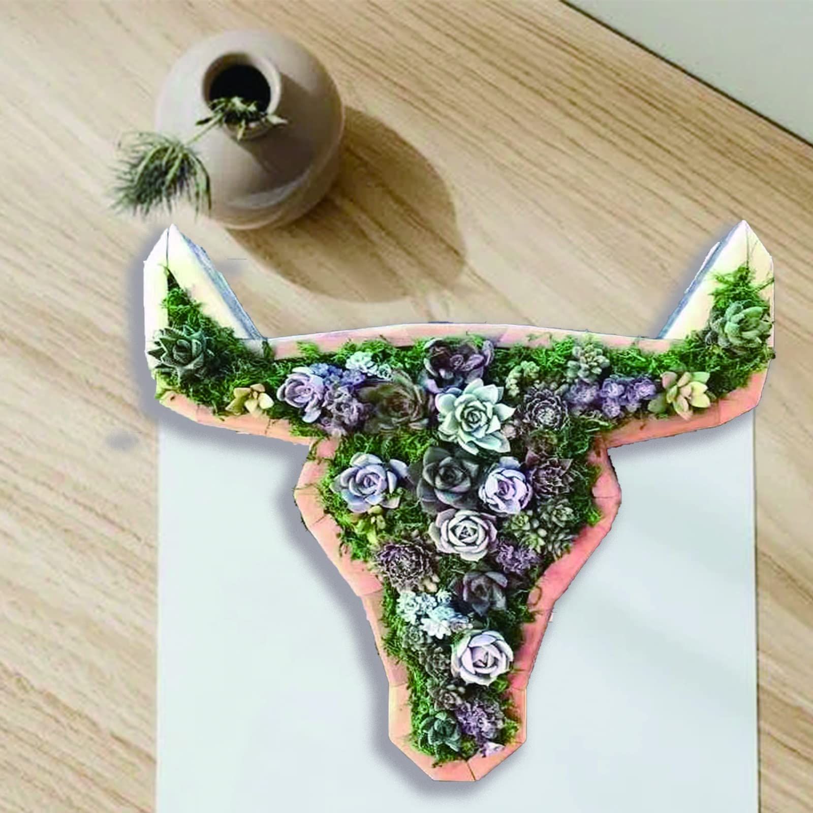 Small Succulent Wooden Plant Planting Flowerpot Garden,Indoor Plant Pots,Cute Cactus/Bonsai Small Flower Pots (Cow Shape) — image 4