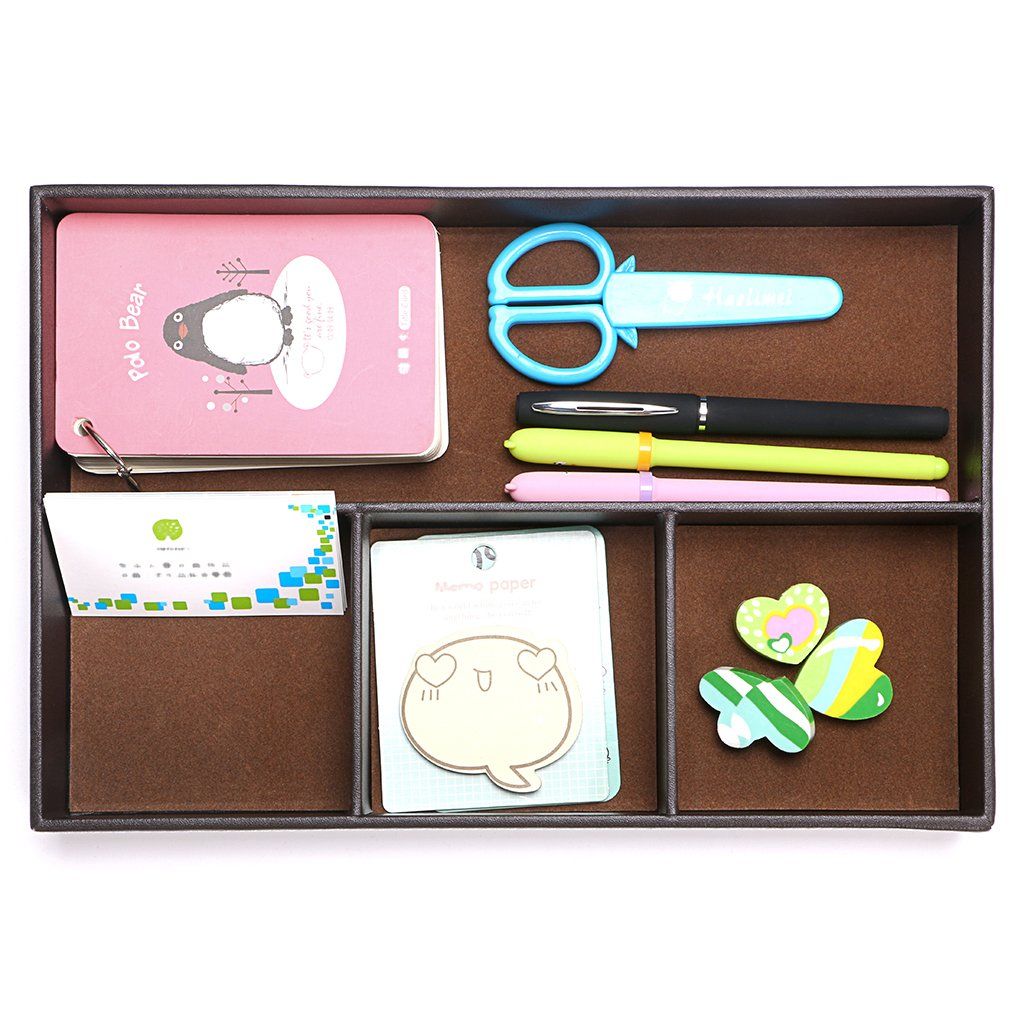 Organizer Divider for Office Desk Supplies Value Collection and Accessories Multi-Purpose Storage Desktop Organizer Tray(Brown) โ image 2