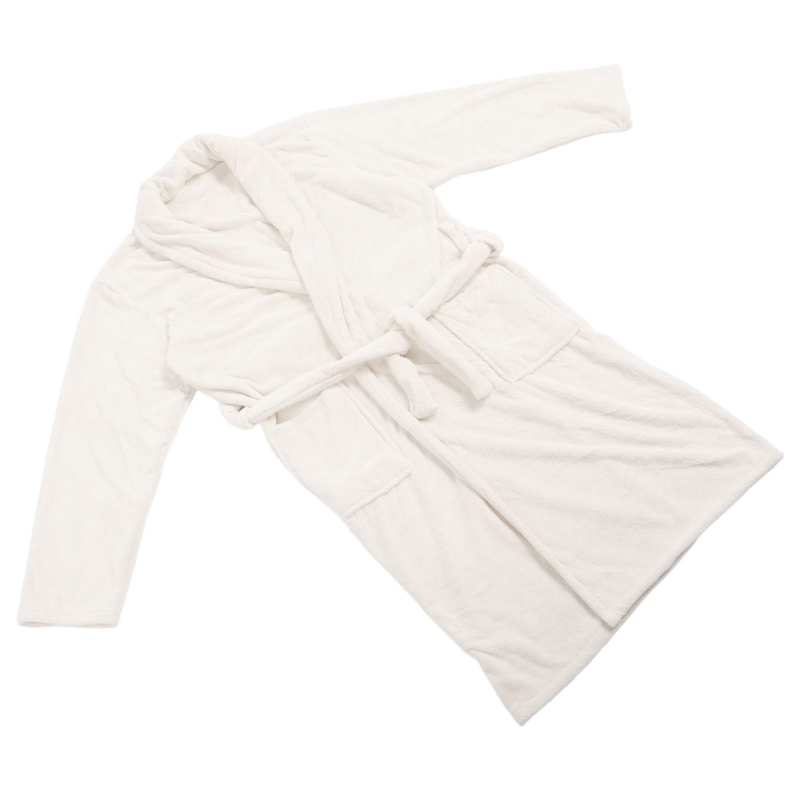 Bathrobe Coral Velvet Thicken Soft Water Absorbent Warm Belt Design Couple Bathrobe for Home Hotel Milky White — image 2