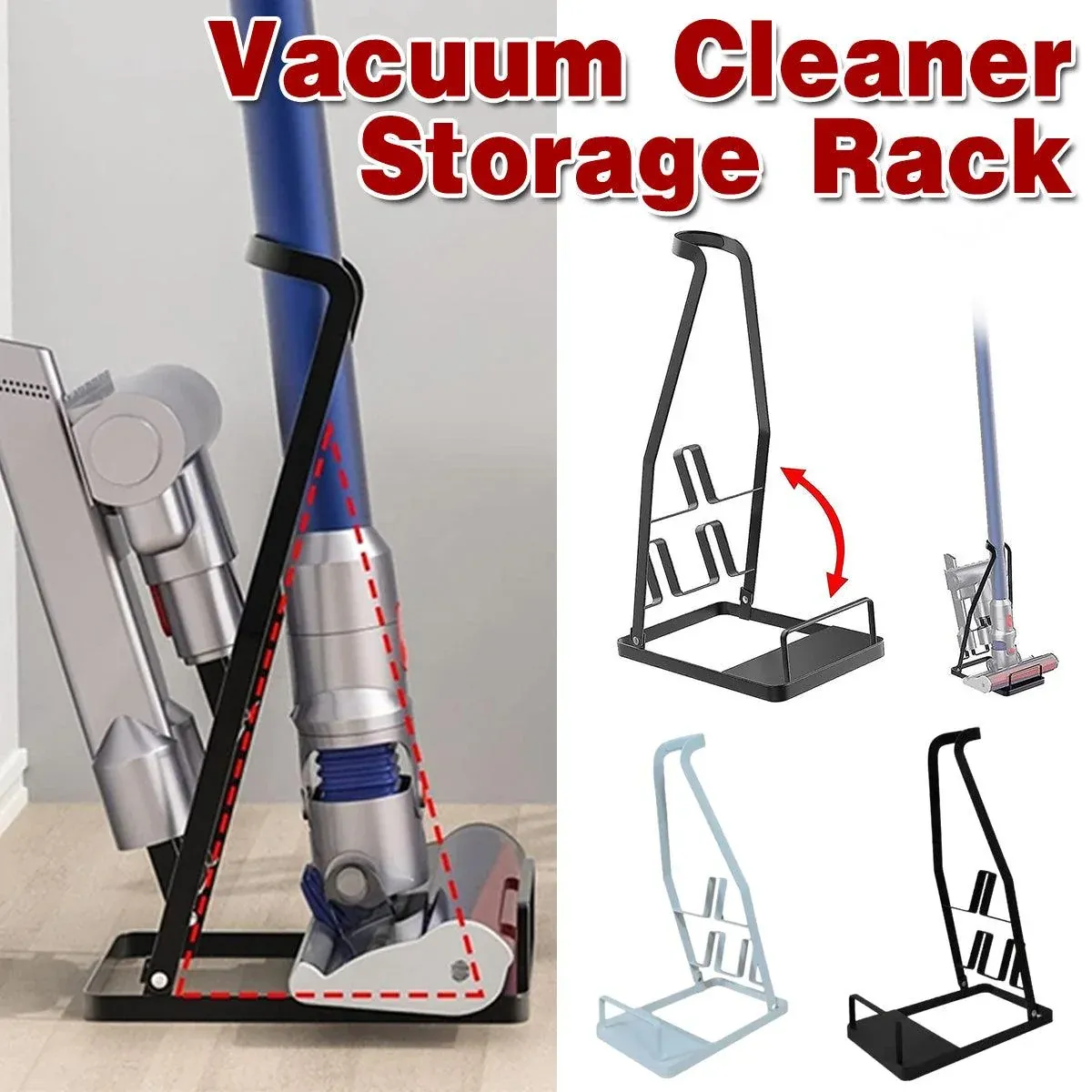 Modern Vacuum Cleaner Storage Rack Holder for Living Room Home Organizer Stand - White β image 2